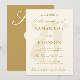 Vintage Ivory Elegant Monogram Wedding Invitation