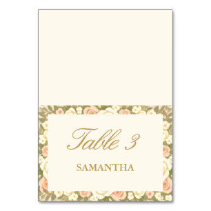 Vintage Ivory Floral Elegant Wedding Place Card