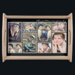 Vintage Ivory Framed Personalised Photo Collage Serving Tray<br><div class="desc">Ivory rectangle borders frame your cherished photographs against a classic black background on this lovely photo collage serving tray.  Room for eight pictures and your custom personalisation. Makes a wonderful gift for Mum or Grandmother.</div>