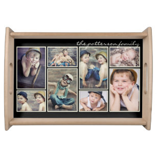Vintage Ivory Framed Personalised Photo Collage Serving Tray