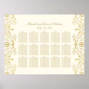 Vintage Ivory Gold Scrollwork Seating Chart