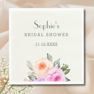 Vintage Ivory Lilac Pink Floral Bridal Shower Napkin