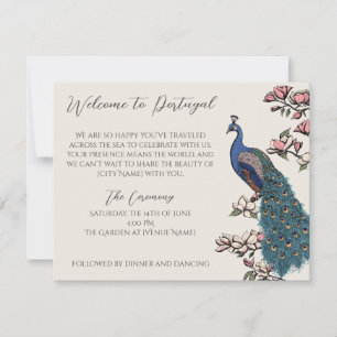 Vintage Ivory Peacock Ink Art Wedding Program