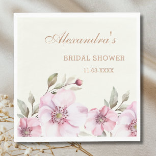 Vintage Ivory Pink Floral Roses Bridal Shower Napkin
