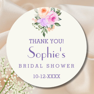 Vintage Ivory Pink Roses Bridal Shower Thank You Classic Round Sticker