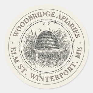 Vintage Ivory Skep Apiary Label