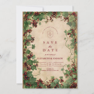Vintage Ivy and Berries Wedding Save The Date