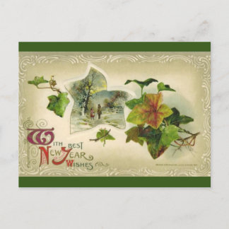 Vintage Ivy New Year Postcard