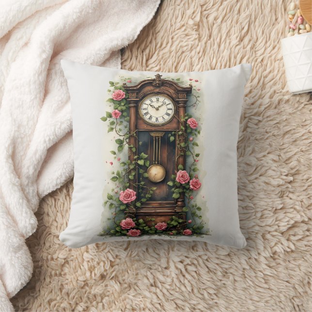 Vintage Ivy Rose Grandfather Clock Cushion (Blanket)