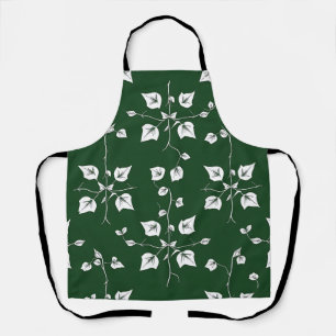 Vintage Ivy Vine Botanical Sketch Forest Green Apron