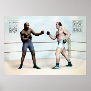 Vintage Jack Johnson vs Jim Jeffries Boxing Poster