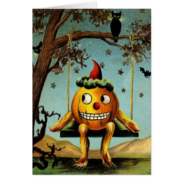 Vintage Jack O'Lantern Halloween Card (Front)