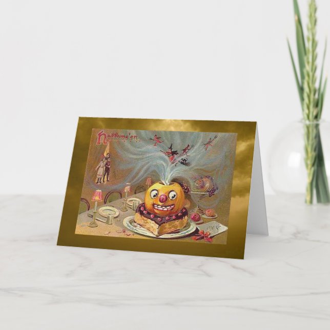 Vintage Jack o'Lantern with Witches Card (Front)
