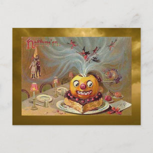 Vintage Jack o'Lantern with Witches Postcard