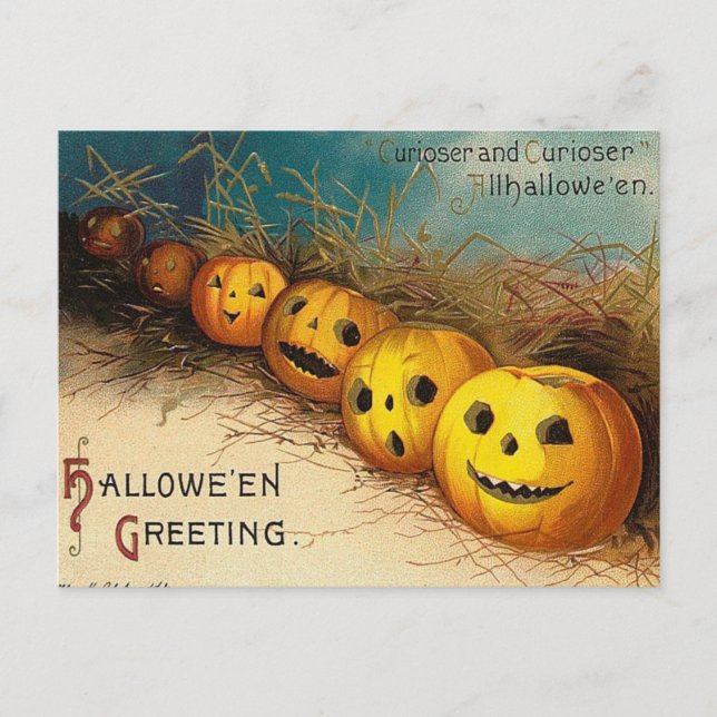 Vintage Jack O'Lanterns Halloween Postcard (Front)
