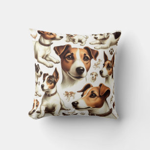Vintage Jack Russell Terrier Seamless Cushion