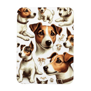 Vintage Jack Russell Terrier Seamless Magnet