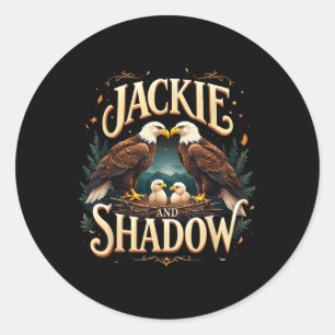 Vintage Jackie And Shadow Bald Eagle Family Graphi Classic Round Sticker