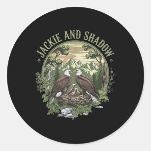 Vintage Jackie And Shadow Bald Eagle Family Nature Classic Round Sticker