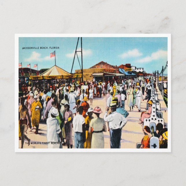 Vintage Jacksonville Beach, Florida Travel Postcard (Front)