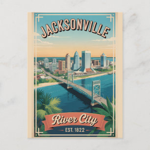 Vintage Jacksonville Florida Retro Travel Holiday Postcard