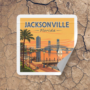 Vintage Jacksonville Florida Square Sticker