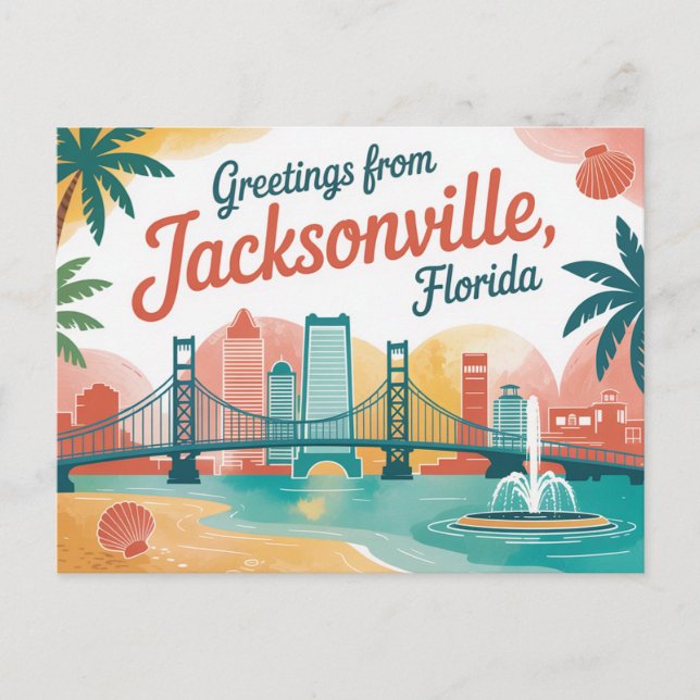 Vintage Jacksonville Postcard | Greetings from (Front)