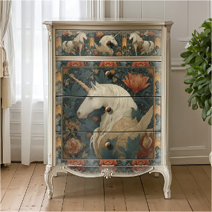 Vintage Jade Red William Morris Style Unicorn Tissue Paper