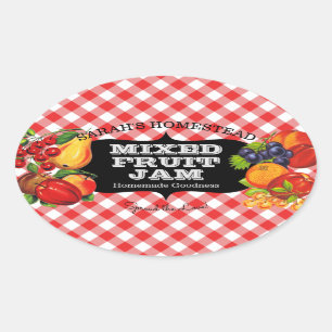 Vintage Jam Label Fruit Preserve Gingham