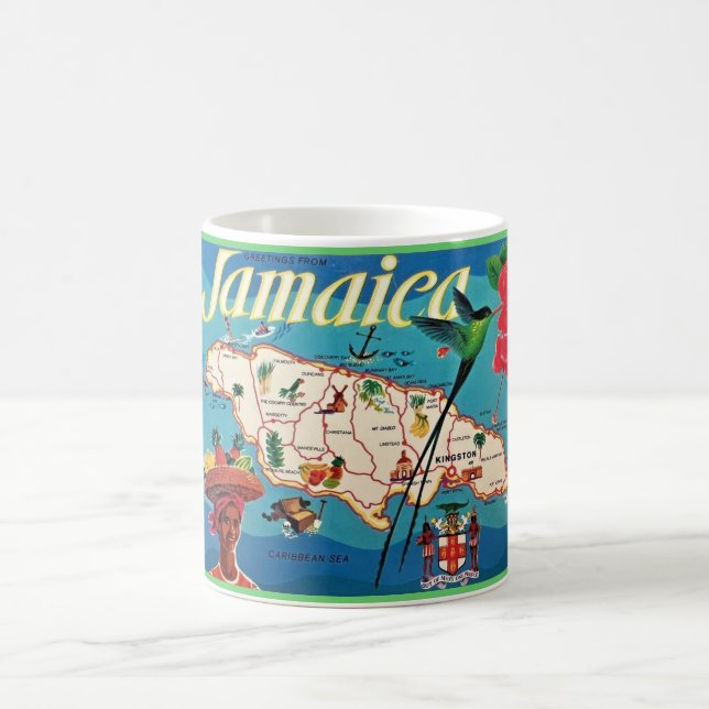 Vintage Jamaica Island Map P Coffee Mug (Center)