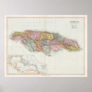 Vintage Jamaica Map (1904) Poster
