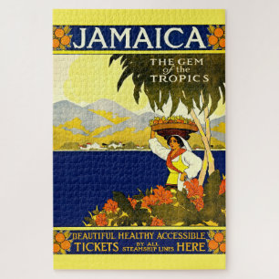 Vintage Jamaica Travel Illustration Jigsaw Puzzle