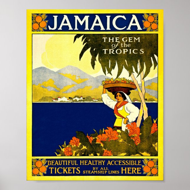 Vintage Jamaica Travel Illustration Poster (Front)