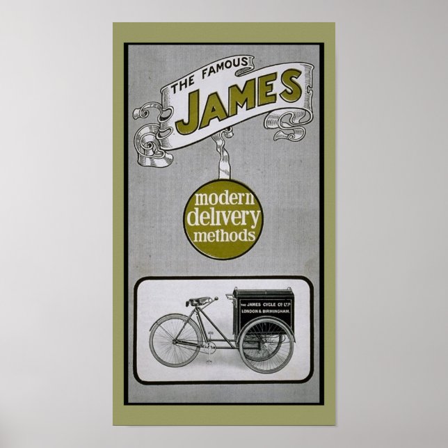 Vintage James 1913 Delivery Bicycle Poster (Front)