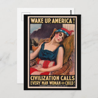 Vintage James Montgomery Flagg | Wake Up America! Postcard