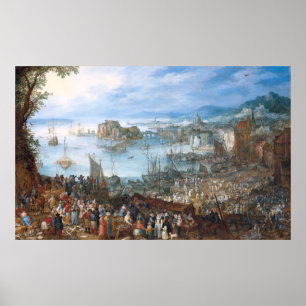 Vintage Jan Brueghel The Great Fish Market Poster