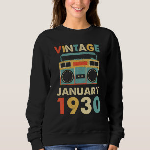 Vintage January 1930 Retro 80's Old School Boombox Sweatshirt