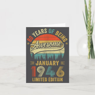Vintage January 1946 Old 80th Birthday Men Women Card