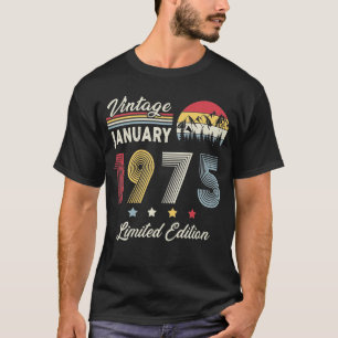 Vintage January 1975 Retro Birthday Men Women T-Shirt