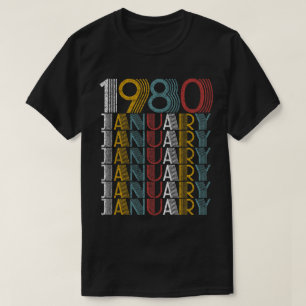 Vintage January 1980 Birthday Gifts Men Women T-Shirt