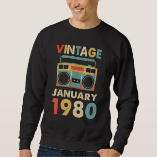 Vintage January 1980 Retro 80's Old School Boombox Sweatshirt