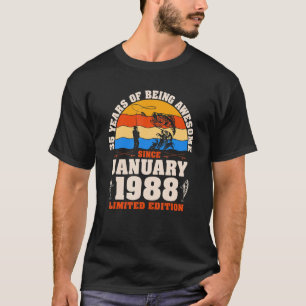 Vintage January 1988 35 Year Old Fishing 35th Bir T-Shirt