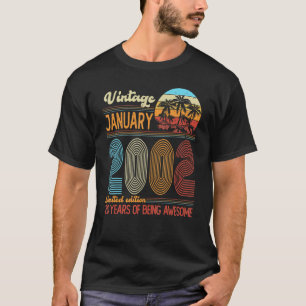 Vintage January 2002 20 Years Old 20th B Day Decor T-Shirt
