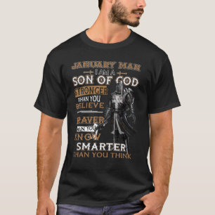 Vintage January Man Birthday  I Am A Son Of God Bi T-Shirt