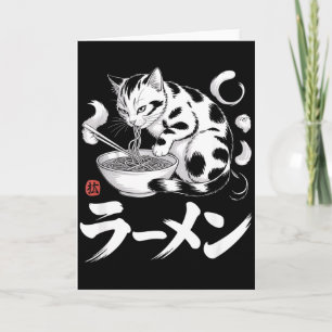 Vintage Japan Art Ramen Cat Retro Japanese Food Lo Card