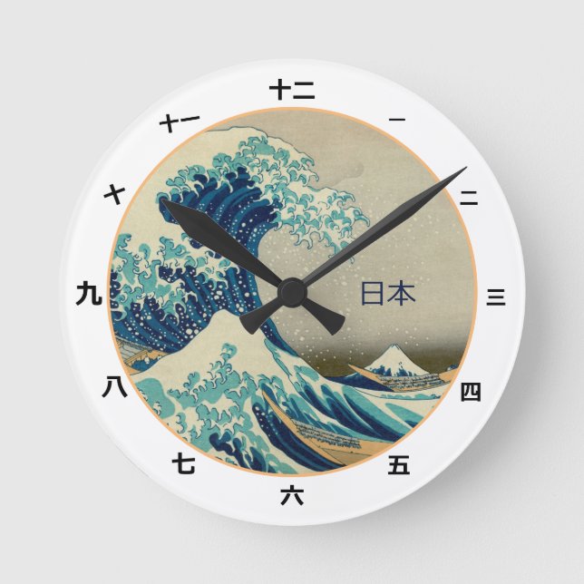 Vintage Japan, Great Wave off Kanagawa kanji clock (Front)