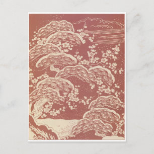 Vintage Japan Sakura Trees Postcard