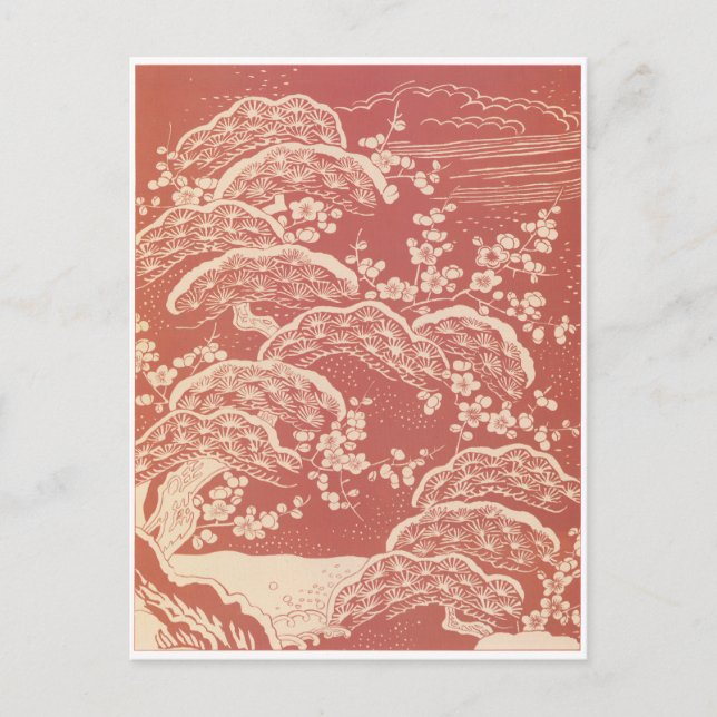 Vintage Japan Sakura Trees Postcard (Front)