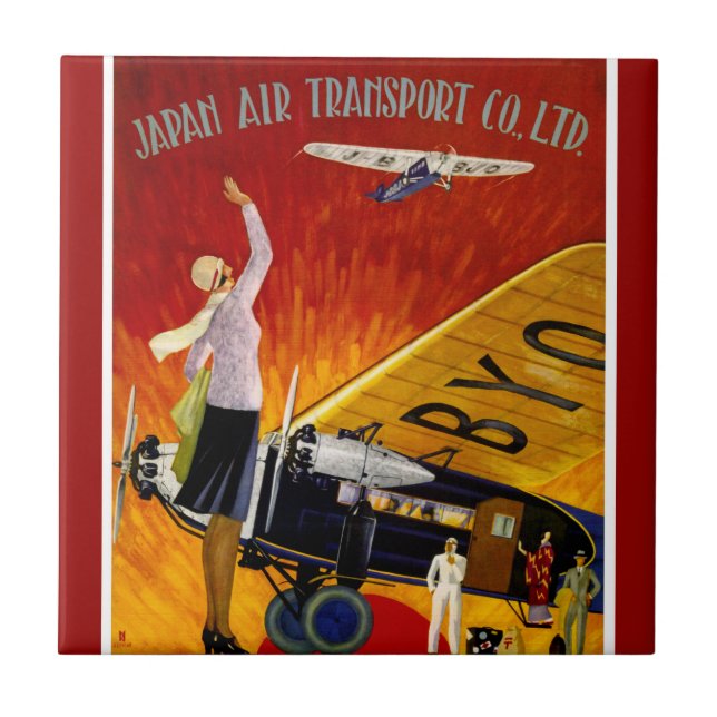 Vintage Japanese Airline Ad Ceramic Tile (Front)