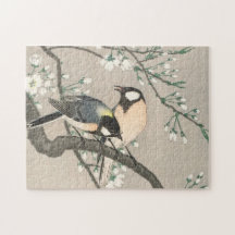Vintage Japanese Art Birds on Cherry Branch